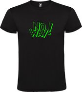 Zwart T-shirt ‘No Way!’ Groen Maat XS