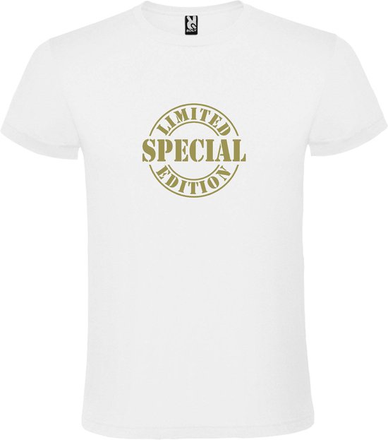 Wit T-shirt ‘Limited Edition’ Goud Maat XL