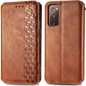 BukkitBow - Leather Case - Kunstleer - Wallet Case - Met Kaarthouder - Hoesje voor Samsung Galaxy S20 FE/FE 5G – Bruin