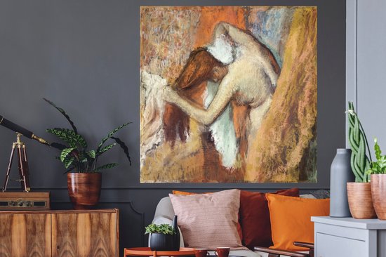Stickers Stickers muraux - Femme s'essuyant le cou - peinture d' Edgar Degas - 120x120 cm - Feuille adhésive XXL