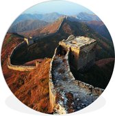 WallCircle - Wandcirkel ⌀ 120 - Weergave van de Chinese Muur in het bergachtige landschap - Ronde schilderijen woonkamer - Wandbord rond - Muurdecoratie cirkel - Kamer decoratie binnen - Wanddecoratie muurcirkel - Woonaccessoires XXL