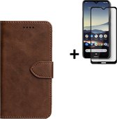 Hoesje Nokia C30 - Screenprotector Nokia C30 - Wallet Bookcase Bruin + Full Screenprotector