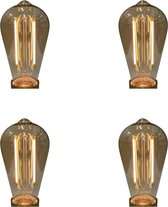 LED Lamp E27 - 2W (20W) - Vintage - Kooldraadlamp - Dimbaar - Retro look - Amber kleurig - Goud kleurig - Extra warm wit licht - Rustiek - Edison - 4 Stuks