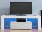 Moderne 130Cm Tv Unit Tv Tafel Stand Kast Hoogglans Deur & Mat Lichaam Met Rgb Led Verlichting woonkamer Meubels