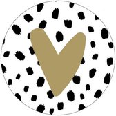 30 x Goud Hart Sluitstickers - Sluitzegel - Zwarte Stippen Goudfolie | Trouwkaart - Geboortekaart - Uitnodiging Enveloppe Stickers | Goud Wit Zwart | Hartjes - Hart | Cadeau - Trak