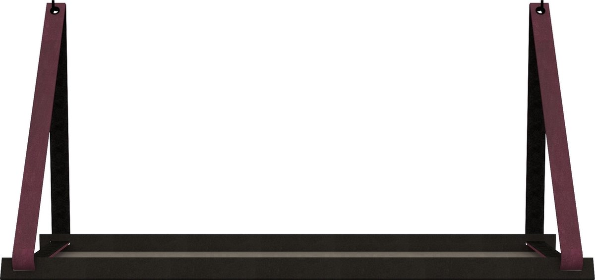 Handles and more Stalen wandplank zwart 98cm + leren plankdragers