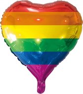 Folieballon - Hart - Regenboogvlag - 46cm - Zonder vulling
