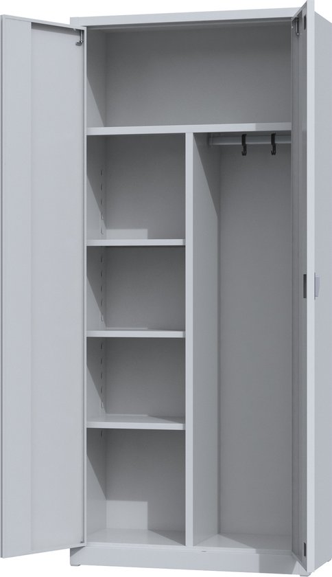 Armoire de nettoyage en métal - 180x80x38 cm - Gris clair - Hang & lay -  Avec serrure