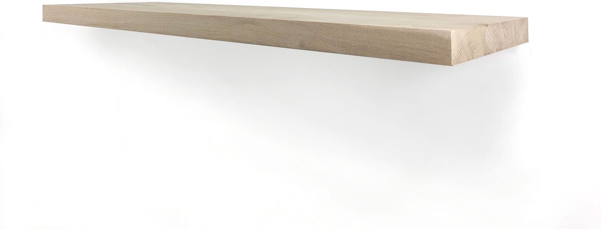 Zwevende wandplank 80 x 30 cm eiken recht - Wandplank - Wandplank hout - Fotoplank - Boomstam plank - Muurplank - Muurplank zwevend