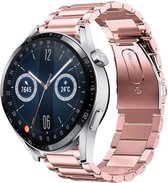 Stalen Smartwatch bandje - Geschikt voor  Huawei Watch GT 3 46mm stalen band - rosé pink - 46mm - Strap-it Horlogeband / Polsband / Armband