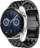 Stalen Smartwatch bandje - Geschikt voor  Huawei Watch GT 3 46mm stalen draak band - zwart - 46mm - Strap-it Horlogeband / Polsband / Armband