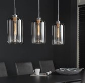 dePauwWonen 3L Glass metallic grey Hanglamp -  excl led lampen - E27 - Chroom ; Zilver