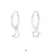 Oorbellen - Ster en maan - 925 Sterling zilver - Galaxy oorringen