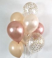 Huwelijk / Bruiloft - Geboorte - Verjaardag ballonnen | Rosé Goud  / Wit / Off-White - Perzik / Beige - Transparant / Polkadot Dots | Baby Shower - Kraamfeest - Fotoshoot - Wedding