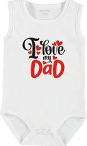 Baby Rompertje met tekst 'I love my dad' | mouwloos l Valentijn| papa| wit zwart | maat 62/68 | cadeau | Kraamcadeau | Kraamkado