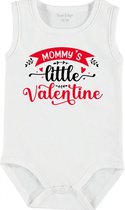 Baby Rompertje met tekst 'Mommy's little valentine' | mouwloos l Valentijn| wit zwart | maat 62/68 | cadeau | Kraamcadeau | Kraamkado