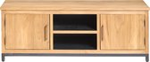 Teakhouten TV Meubel Djawa 150 Cm Met 2 Deuren / 2 Open Vakken  Furn4All | Naturel | 55 x 150 x 45 cm
