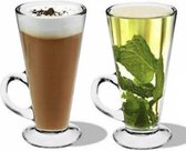 Luxe - Latte Macchiato Cappuccino glazen – Met handvat | Set 2 stuks | 280 ml | Koffieglazen