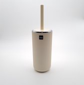 Toiletborstel met houder rond – RVS look - WC borstel - staand - modern – BEIGE