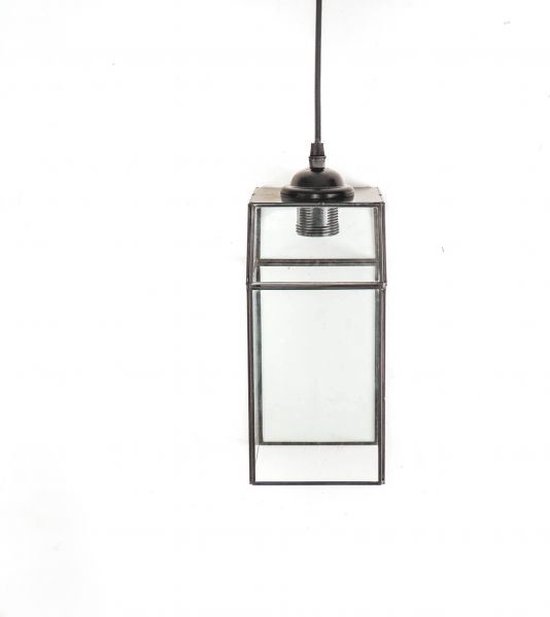Housevitamin Hanglamp Metaal/Glas - Zwart - 12x12x25cm