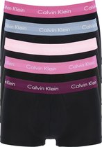 Calvin Klein low rise trunks (5-pack) - lage heren boxers kort - zwart met gekleurde tailleband -  Maat: S