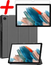 Hoesje Geschikt voor Samsung Galaxy Tab A8 Hoes Case Tablet Hoesje Tri-fold Met Screenprotector - Hoes Geschikt voor Samsung Tab A8 Hoesje Hard Cover Bookcase Hoes - Grijs