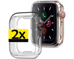 Siliconen Hoesje Geschikt voor Apple Watch SE 2022 44 mm Hoes Case - Hoes Geschikt voor Apple Watch SE 2022 44 mm Case - Transparant - 2 Stuks
