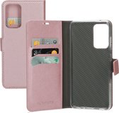 Samsung Galaxy A52 Hoesje - Mobiparts - Saffiano Serie - Kunstlederen Bookcase - Roze - Hoesje Geschikt Voor Samsung Galaxy A52