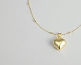 2bs jewelry hartjes ketting, zilveren dames ketting, 14k goud plated, necklace