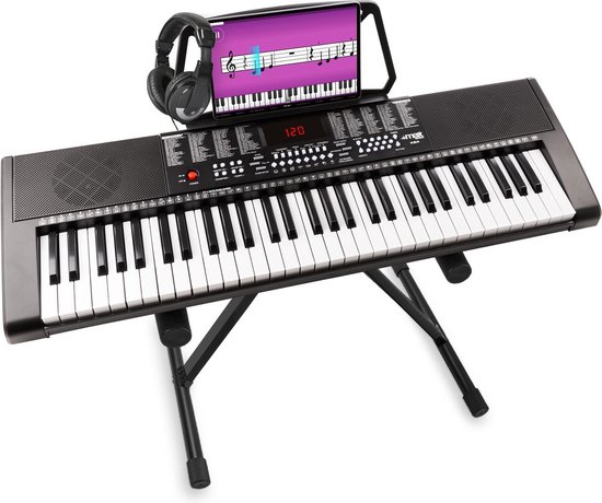Keyboard piano – 61 toetsen – MAX KB4 keyboard muziekinstrument met standaard en koptelefoon