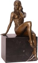 Bronzen Sculptuur Half Naakt Vrouwtje 14x14x24 cm