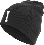 Pre Order Only Letter I Cuff Knit Beanie Black