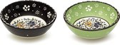Handgemaakt Keramische Kommetjes set van 4 - Snackkommen voor salade , soup, noten - 15 cm Diameter - Kleurrijke Decoratieve Schaaltjes voor uw Tafel – Smoothiekom