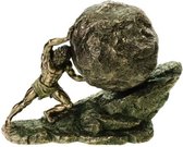 MadDeco - Sisyphus en de eeuwige rots - beeldje - bronskleurig - polystone