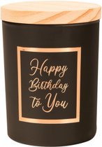Verjaardag - Geurkaars - Black/Rose - Happy Birthday to you - giftbox met panterprint - In cadeauverpakking