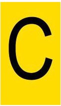 Mini letter C, geel zwart 22,8 x 38 mm - 12/vel