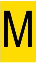 Mini letter M, geel zwart 9 x 13 mm - 110/vel