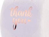 Grote Sluitsticker - Sticker Thank you - Sluitzegel – Wit / Rosé Goud | Envelop - Traktatiezakje - | Cadeau - Gift - Cadeauzakje - Traktatie - Kado - Stickers | Chique inpakken - L