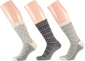 Dames fashion sokken met motief grijs|beige 35/42