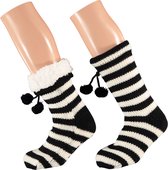 Huissokken dames | Huissok met fake fur | Zwart | Maat 36/41 | Huissok | Huissokken dames | Fluffy sokken | Slofsokken | Huissokken anti slip | Huissokken | Anti slip sokken | Warm
