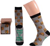 Apollo | Hamburger sokken giftbox | Multi Grijs | Maat 42/47 | Geschenkdoos | Cadeaudoos | Giftbox mannen | Hamburger sokken | Hamburger sokken heren