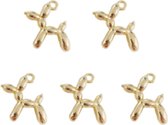 Hangers| Sieraden Maken | Set 5 Hangers Gouden Hond Ballon | Bedels