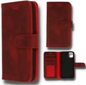 IPhone 13 Pro Max Ledere Portemonnee Case - Schokbestendig Lederen Magnetische Case - 3x Kaarthouder - Blokkering TPU Shell Kickstand - Flip Cover - iPhone 13 Pro Max - Rood
