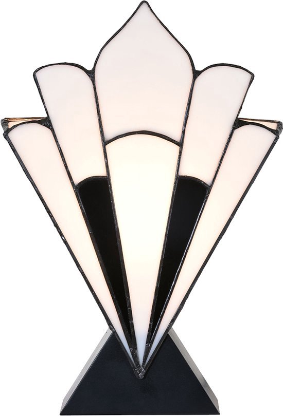 LumiLamp Tiffany Tafellamp 36*3*21 cm Creme Polyresin, Glas Tiffany Bureaulamp Tiffany Lampen