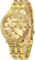 Geneva Gold Crystal Horloge | Goudkleurig | Staal | Ø 42 mm