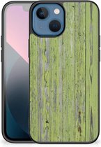 Smartphone Hoesje geschikt voor iPhone 13 mini Cover Case met Zwarte rand Green Wood