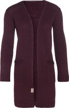 Knit Factory Ruby Gebreid Vest Aubergine - Gebreide dames cardigan - Middellang vest reikend tot boven de knie - Paars damesvest gemaakt uit 10% wol, 5% Alpaca, 10% viscose en 75% acryl - 36/38 - Met steekzakken
