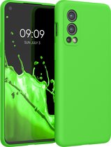 kwmobile telefoonhoesje voor OnePlus Nord 2 5G - Hoesje met siliconen coating - Smartphone case in limoengroen