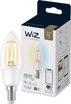 WiZ Ampoule flamme filament transparente 4,9 W (éq. 40 W) C35 E14, Ampoule intelligente, Wi-Fi, Blanc, E14, Multicolore, 2700 K