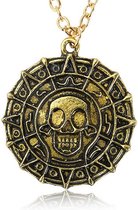 Pirates of The Caribbean Ketting - Aztec Gold Coin - Piraten Sierraad - Cosplay - Doodshoofd - Skull - Film Merchandising - Movie Replica - The Black Pearl Film - Jack Sparrow Eliz